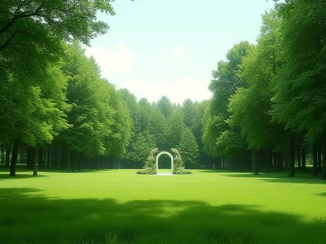 Tágas zöld tájpark szabadtéri esküvői ceremóniával