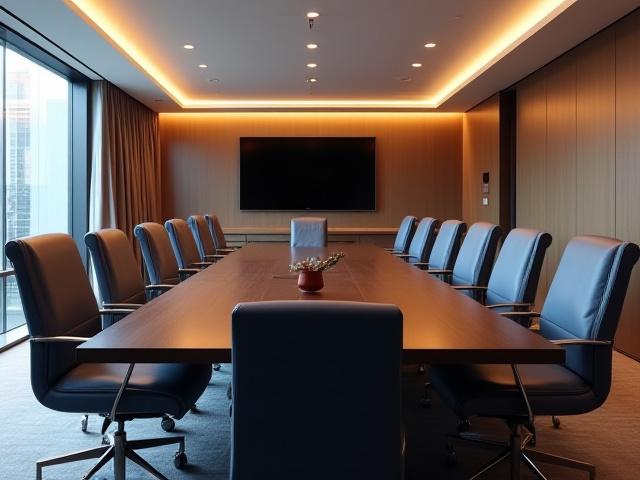 Elegáns tárgyalóterem kisebb létszámú megbeszélésekhez